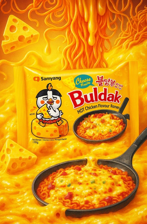 Samyang 1 pieza de fideos instantáneos Buldak sabor a pollo picante con queso