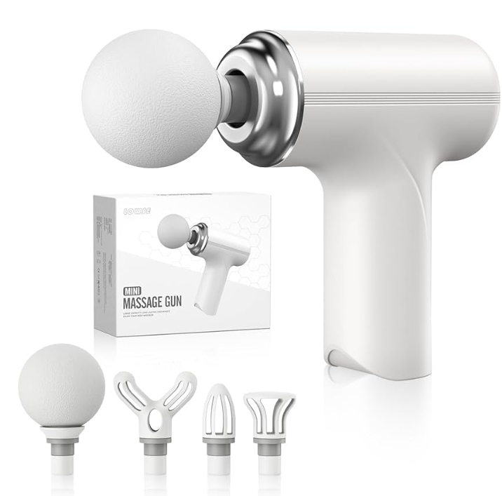 Mini Massagepistole – Kompakte Tiefengewebe Massage Gun mit 4 Aufsätzen für Nacken, Rücken & Muskeln (Verschiedene Farbe)