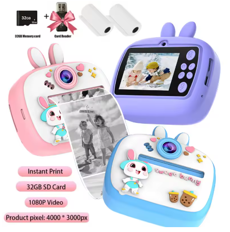 Mini Kamera für Kinder – 5-in-1 mit Foto, Video, Musik, Spiel & Druckfunktion (Verschiedene Farben)