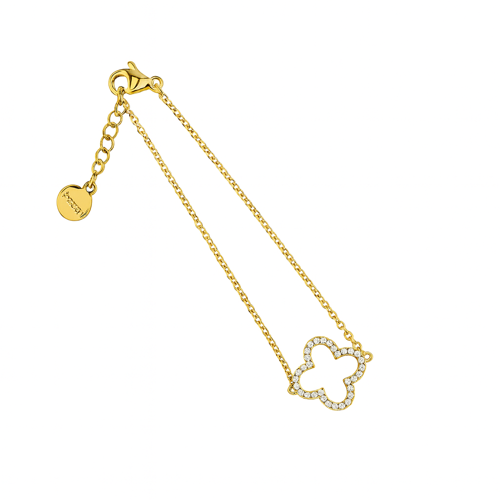 Kleeblatt Kristall Armband Gold/Silber