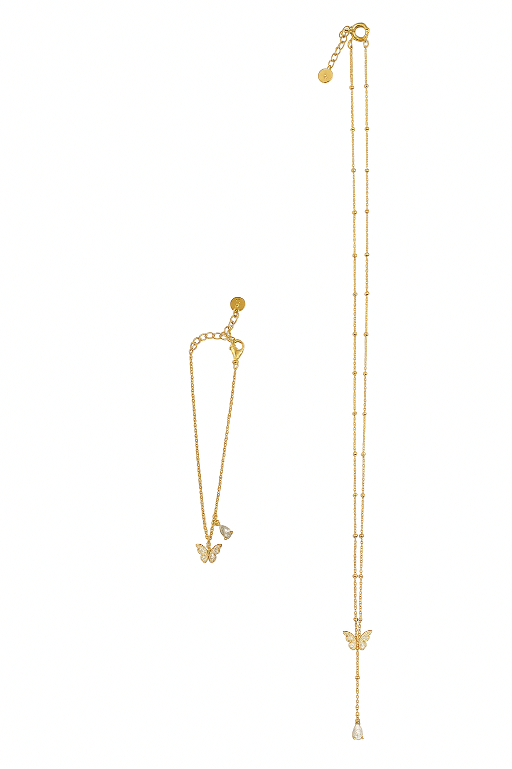 Schmetterling Set Kette mit Armband Gold/Silber