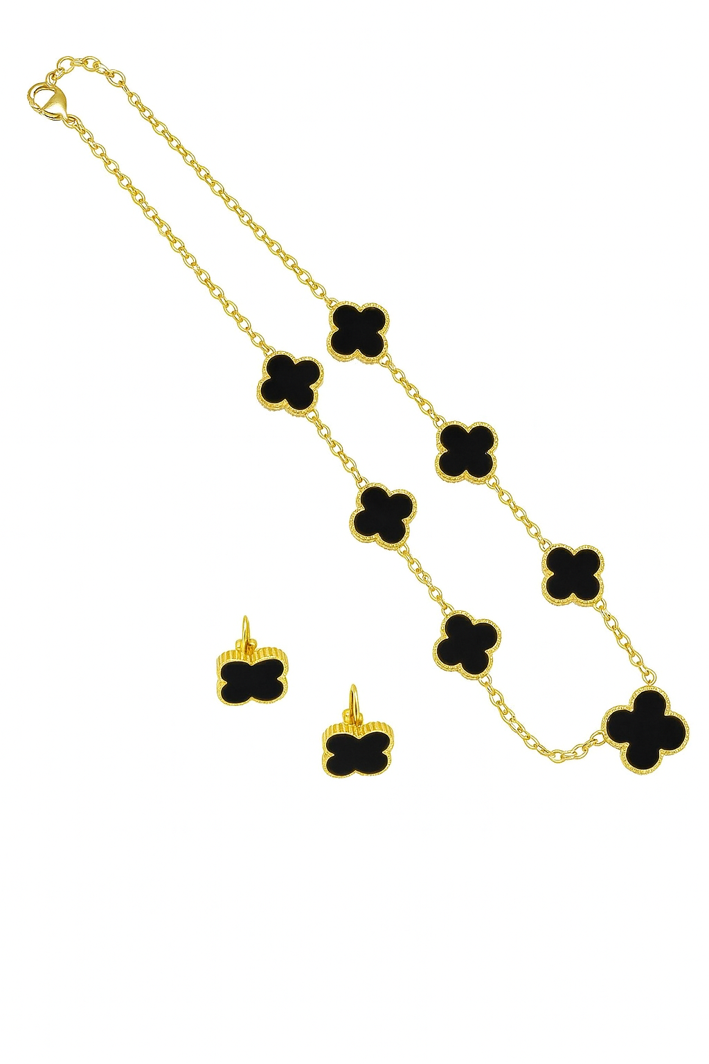 Kleeblatt Verschiedene Sets Kette, Armband, Ring, Ohrringe -  Gold/Silber - Edelstahl, 14 Karat Farbe