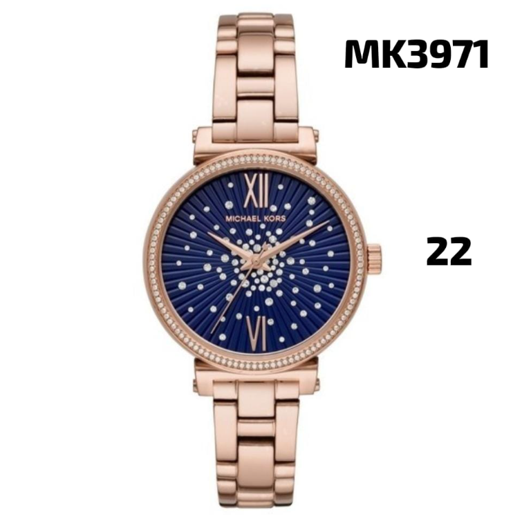 Mk Uhr rosegold blau