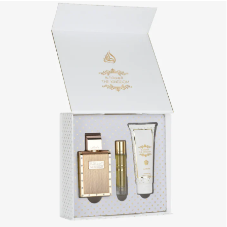 Lattafa Fragrance Gift Set - 100ml,12ml, 50ml Fesh Hair Mist