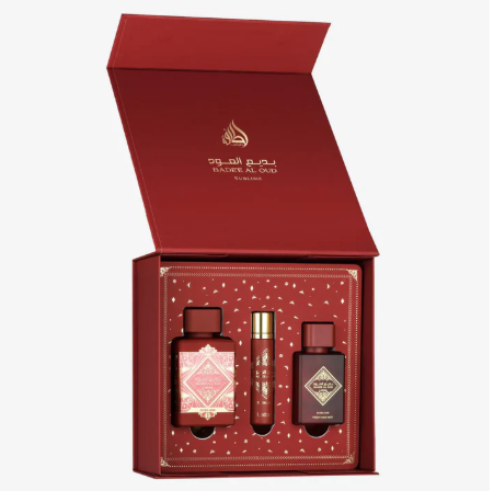 Lattafa Fragrance Gift Set - 100ml,12ml, 50ml Fesh Hair Mist