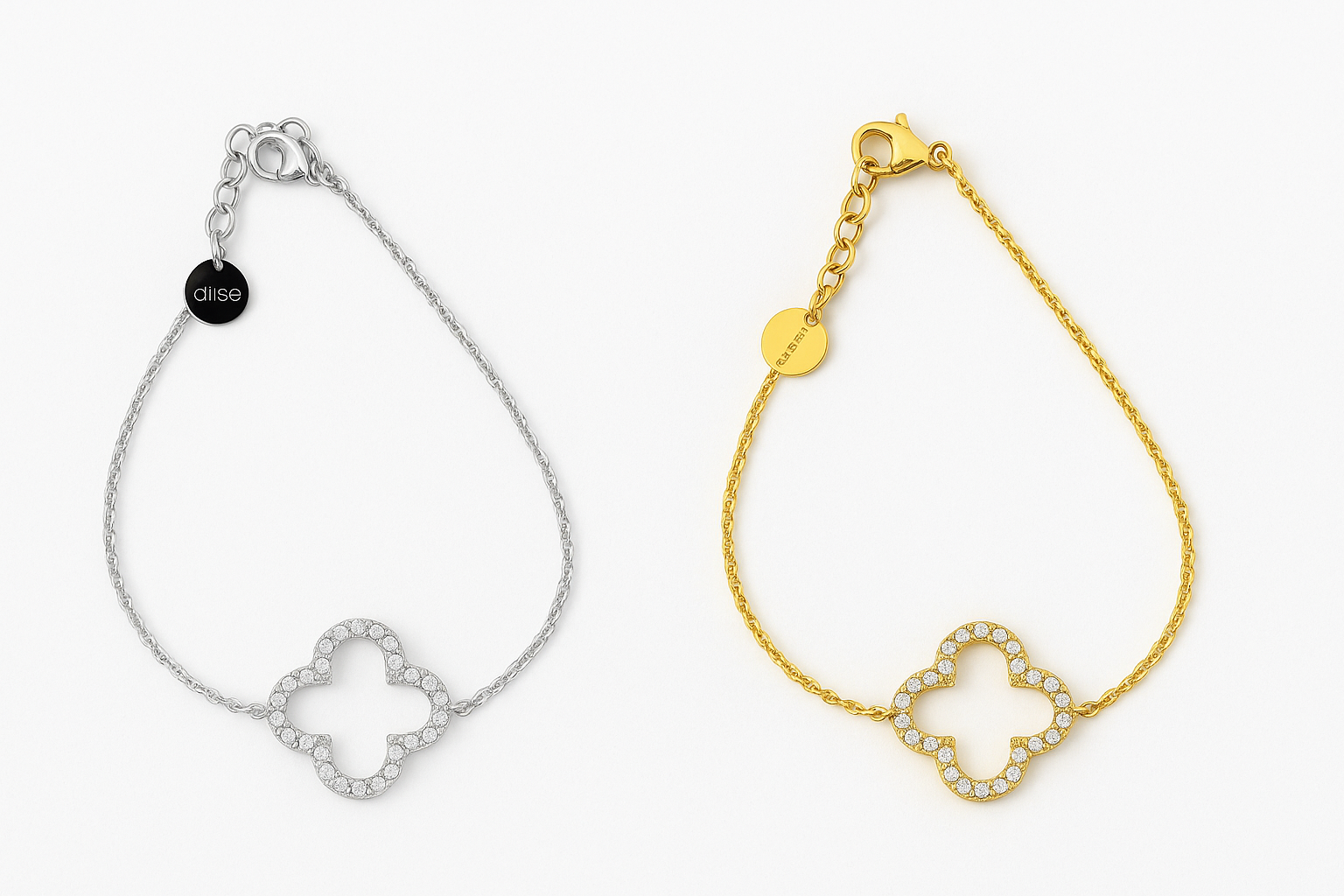 Kleeblatt Kristall Armband Gold/Silber