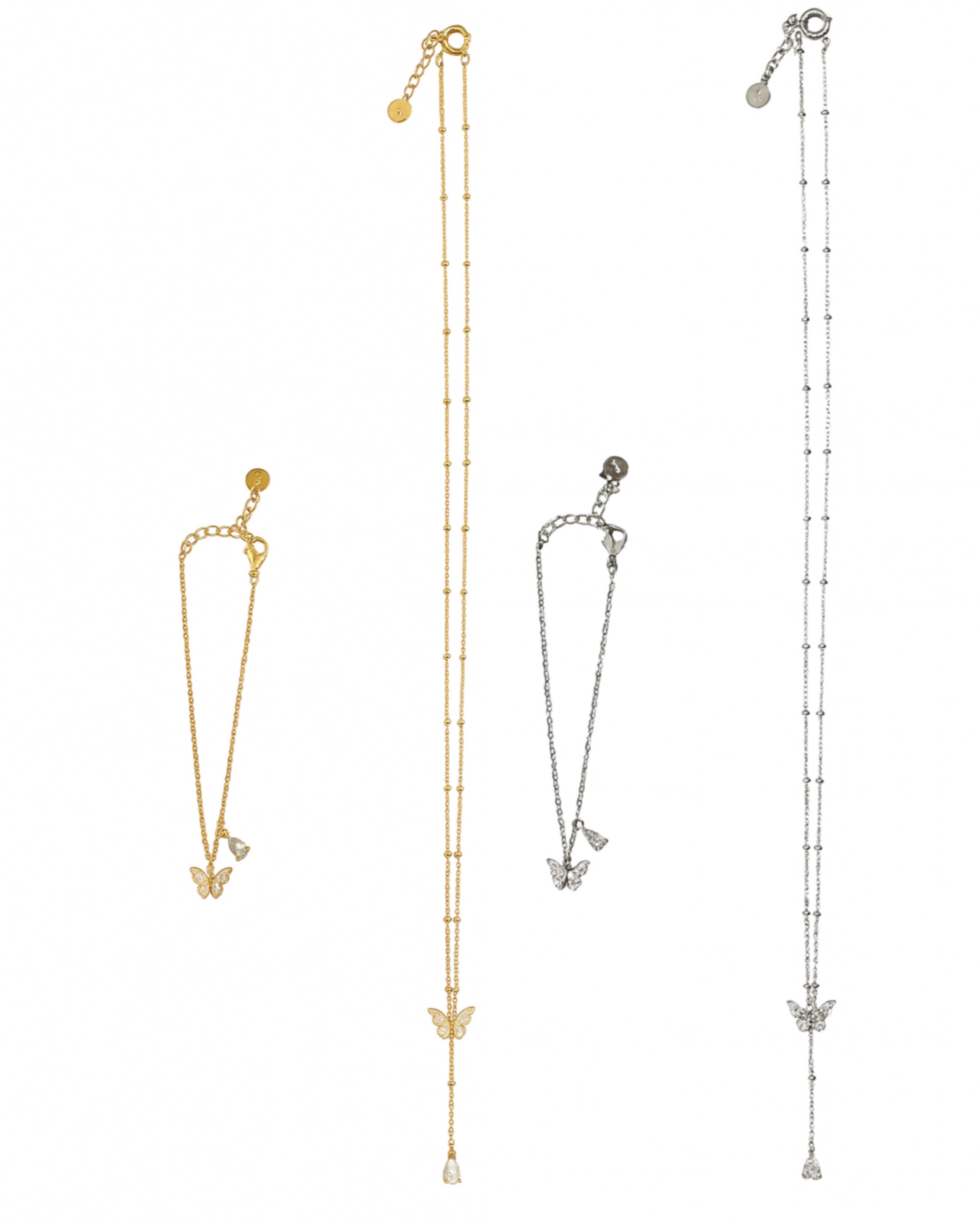 Schmetterling Set Kette mit Armband Gold/Silber