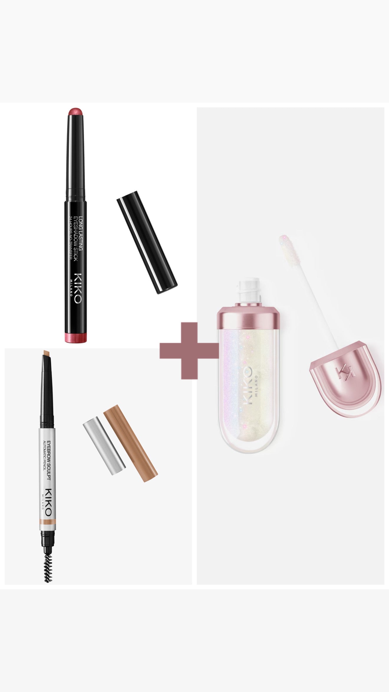 Kiko 3er Set Lipgloss+Augenbrauenstift+Lidschattenstick